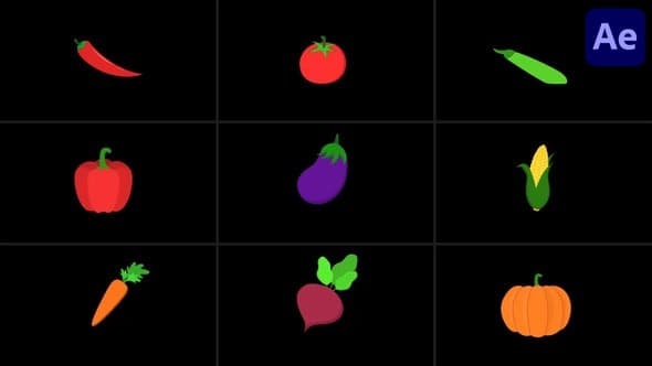 Vegetable Looped Icons And Fresh Food Set for After Effects – After Effects Download | Madbax