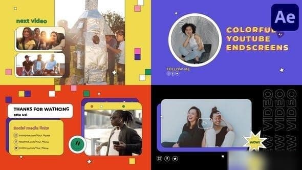 Colorful Media Endscreens for After Effects – After Effects Download | Madbax