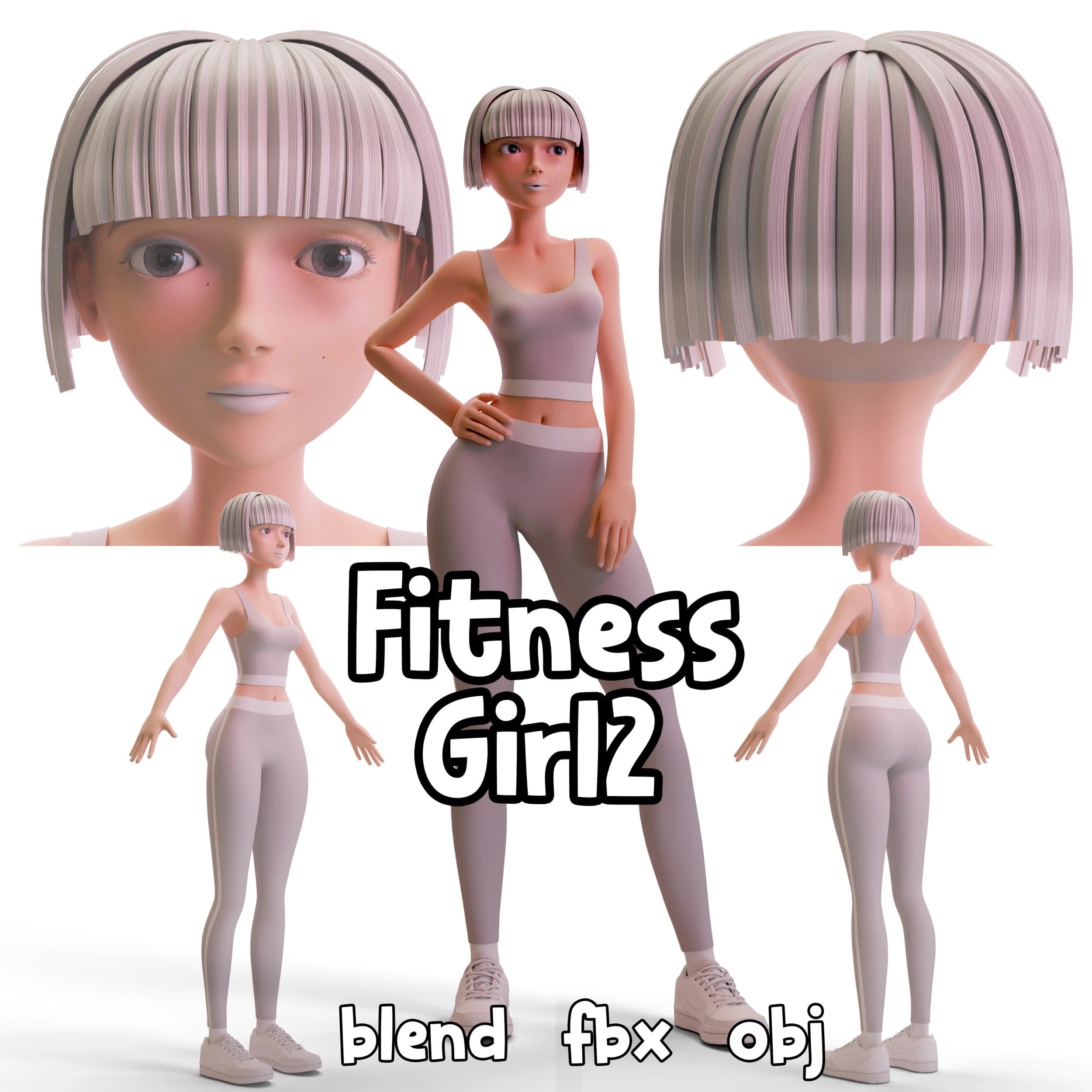 Stylized Fitness Girl 2 – Blender Download | Madbax