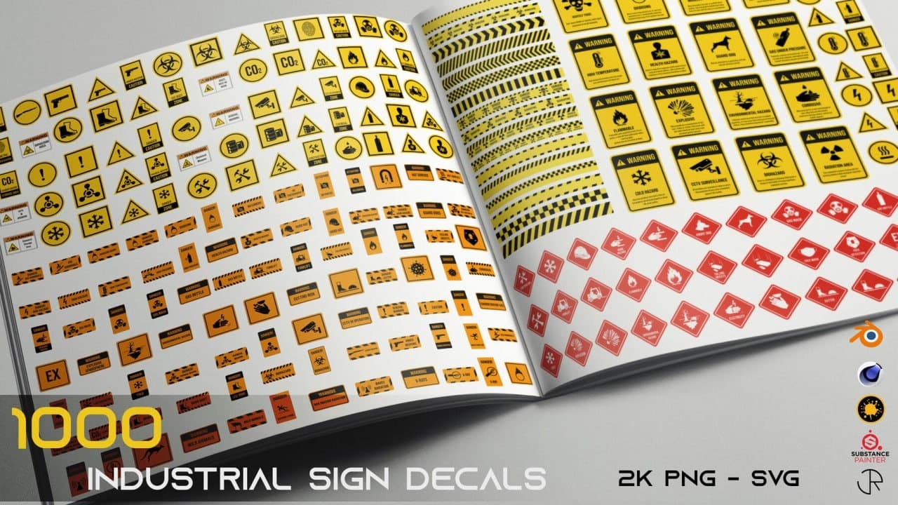 Industrial Sign Decal – Blender Download | Madbax