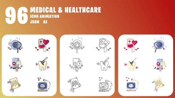 96 Medical & Healthcare Animated Icons | After Effects & JSON – After Effects Download | Madbax