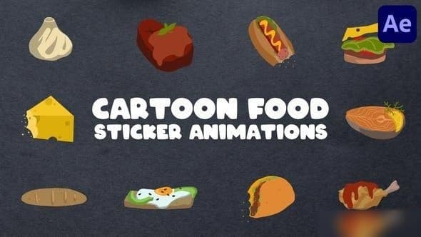 Cartoon Food Sticker Animations for After Effects – After Effects Download | Madbax