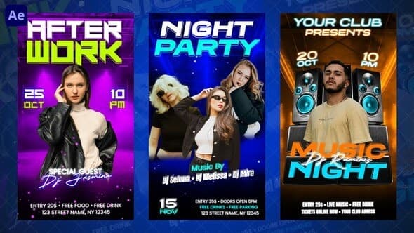 Night Party Instagram Reels – AE / Premiere Download | Madbax