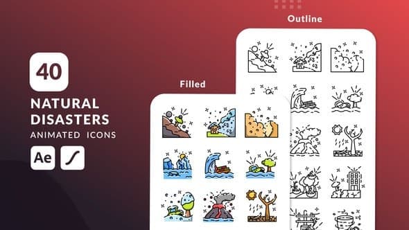 Natural Disaster Animated Icons | After Effects – After Effects Download | Madbax