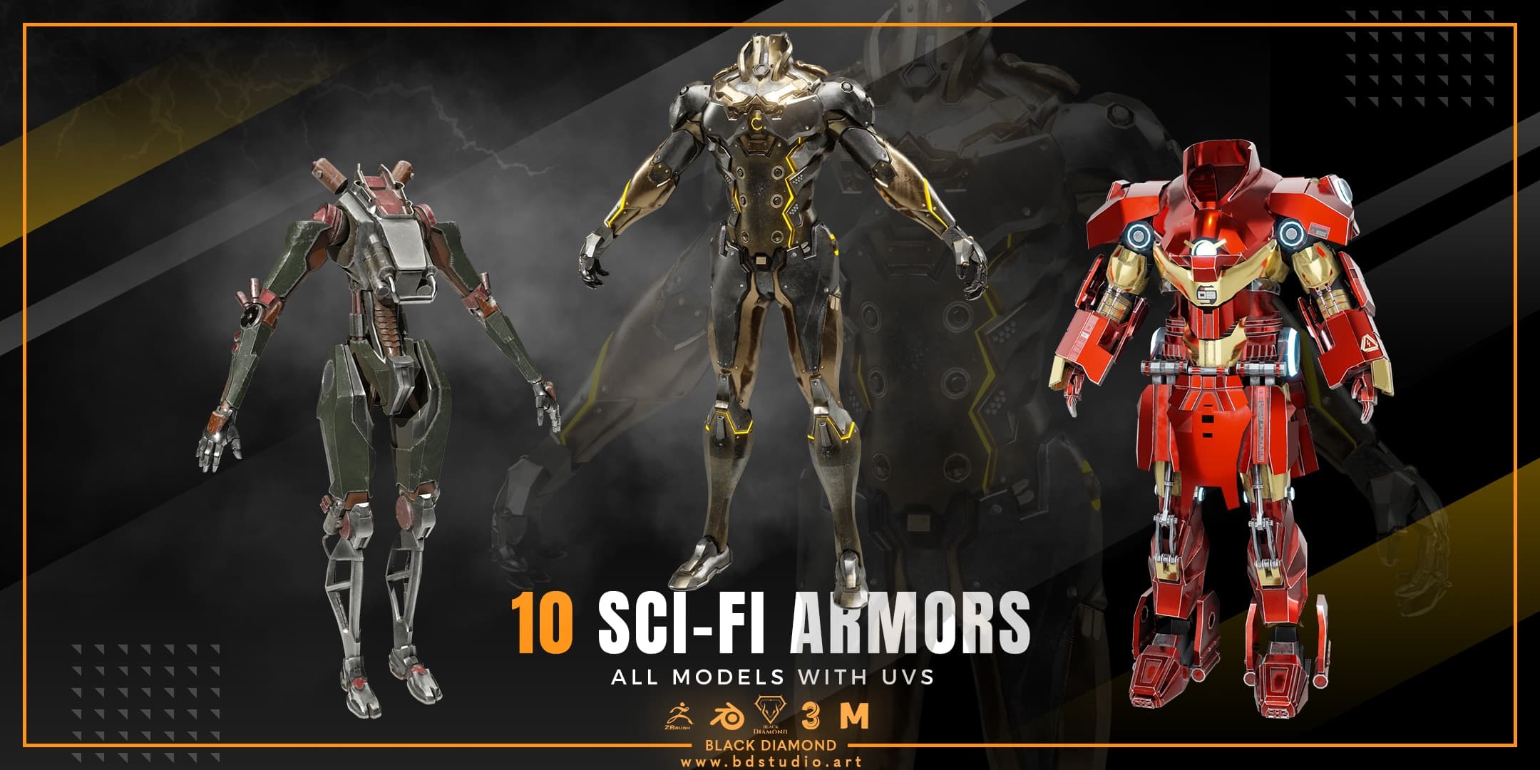 10 Sci-Fi Armor Models – Blender Download | Madbax