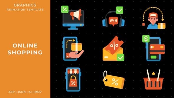 Online shopping graphic animation template | After Effects – After Effects Download | Madbax