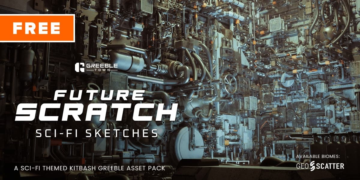Future Scratch Sci-Fi Sketches – Scifi Kitbash Greeble Assets – Blender Download | Madbax