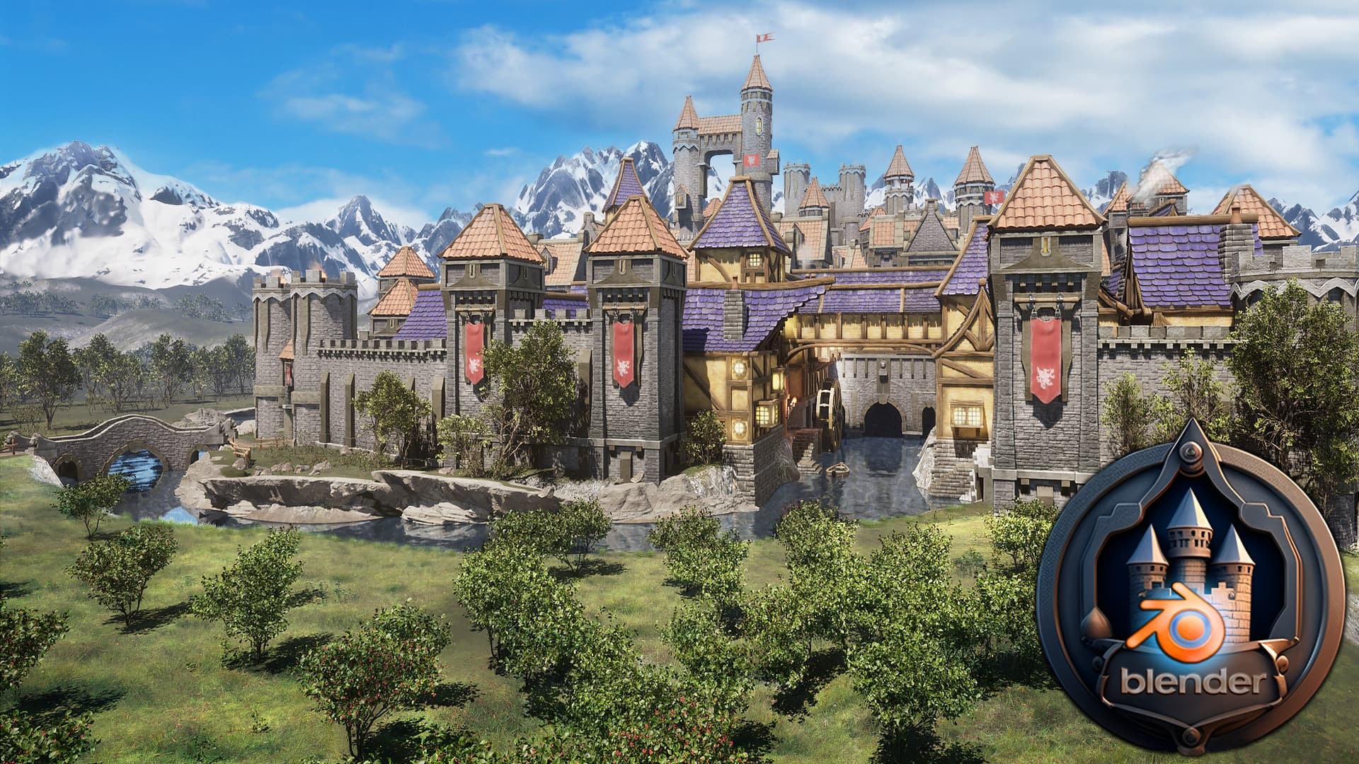 Blender Massive 240-Piece Modular Mega Pack For – Kitbash Immersive Castles And Towns For Game Dev, Animation And Archviz – Blender Download | Madbax