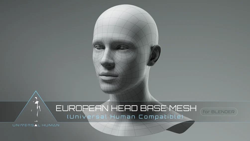 Universal Human – European Head Base Mesh v3.0 – Blender Download | Madbax