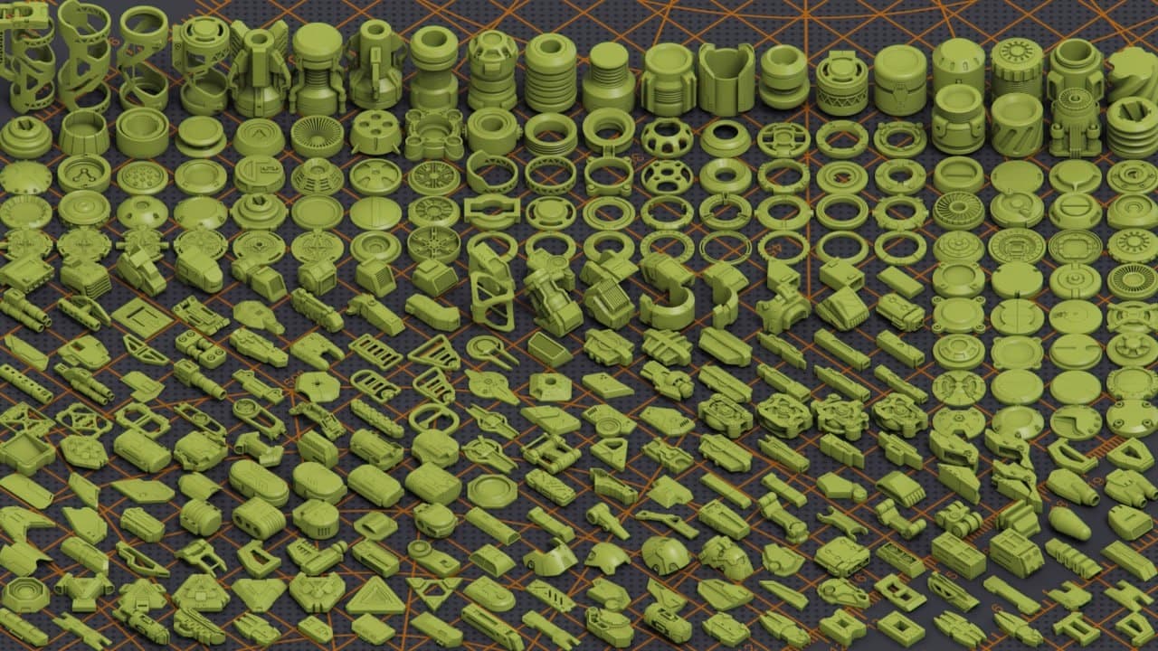 Mega Pack Sci-Fi Hard Surface KITBASH 320 DETAILS – Blender Download | Madbax