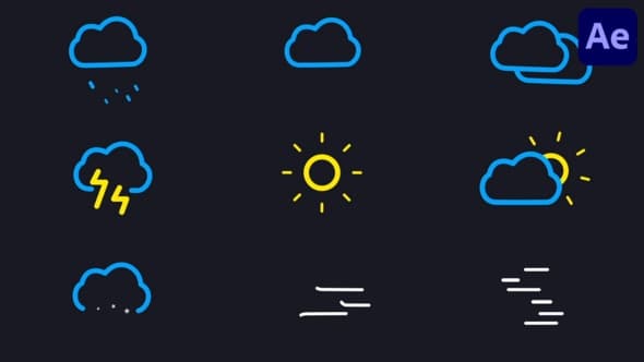 Weather Line Icons Pack for After Effects – After Effects Download | Madbax