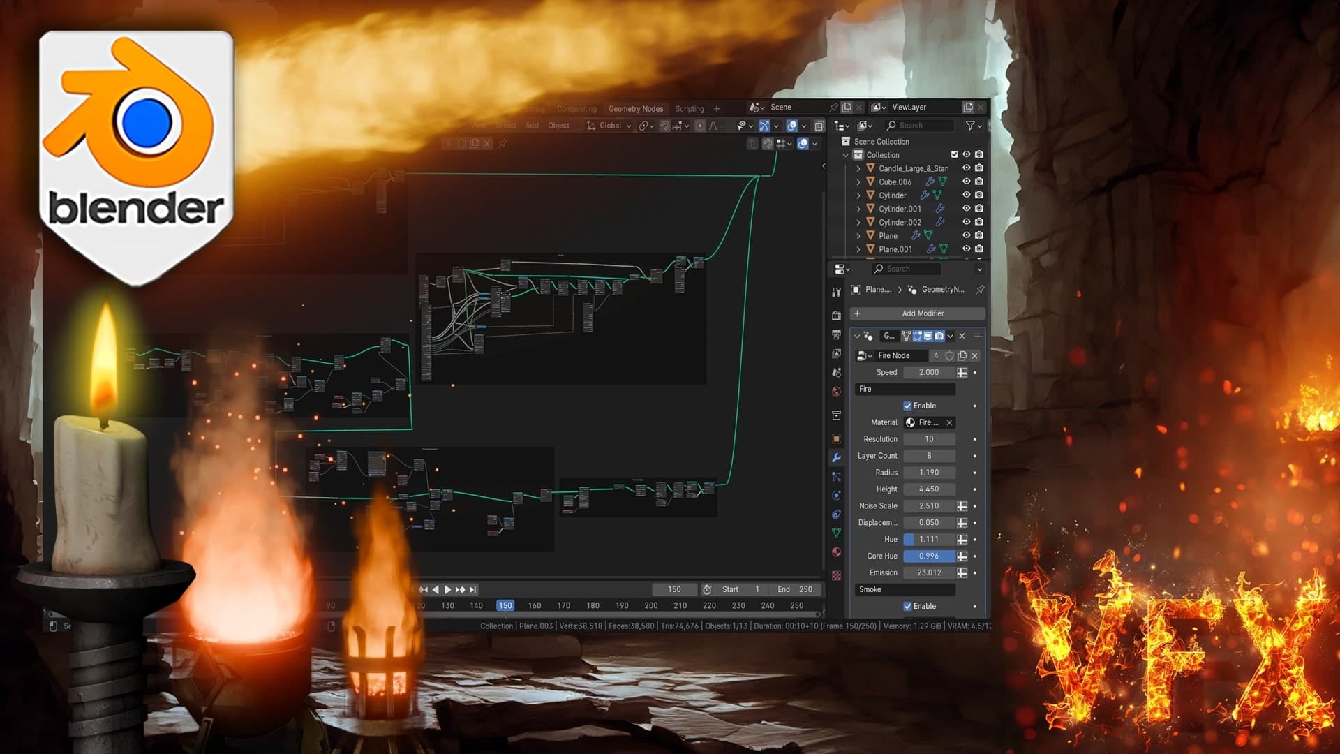 Blender Geometry Node Fire Animation – Blender Download | Madbax