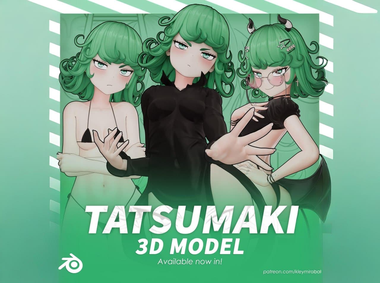 Tatsumaki Model (T Pose + Outfit Variations) – Blender Download | Madbax