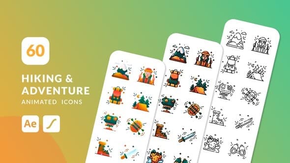 Hiking & Adventure Animated Icons | After Effects – After Effects Download | Madbax