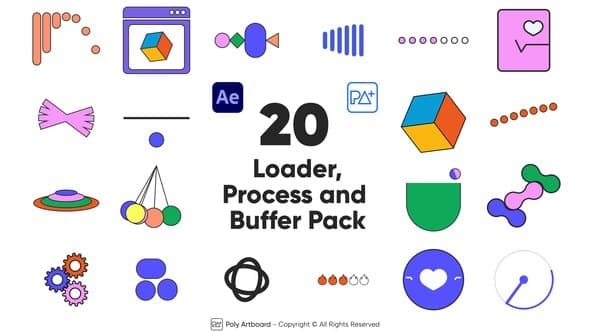 Loader, Process and Buffering Icon Pack for After Effects – After Effects Download | Madbax