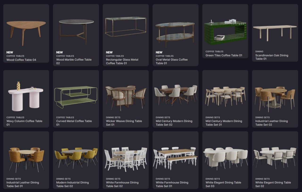 Tables 3D Models – Blender Download | Madbax