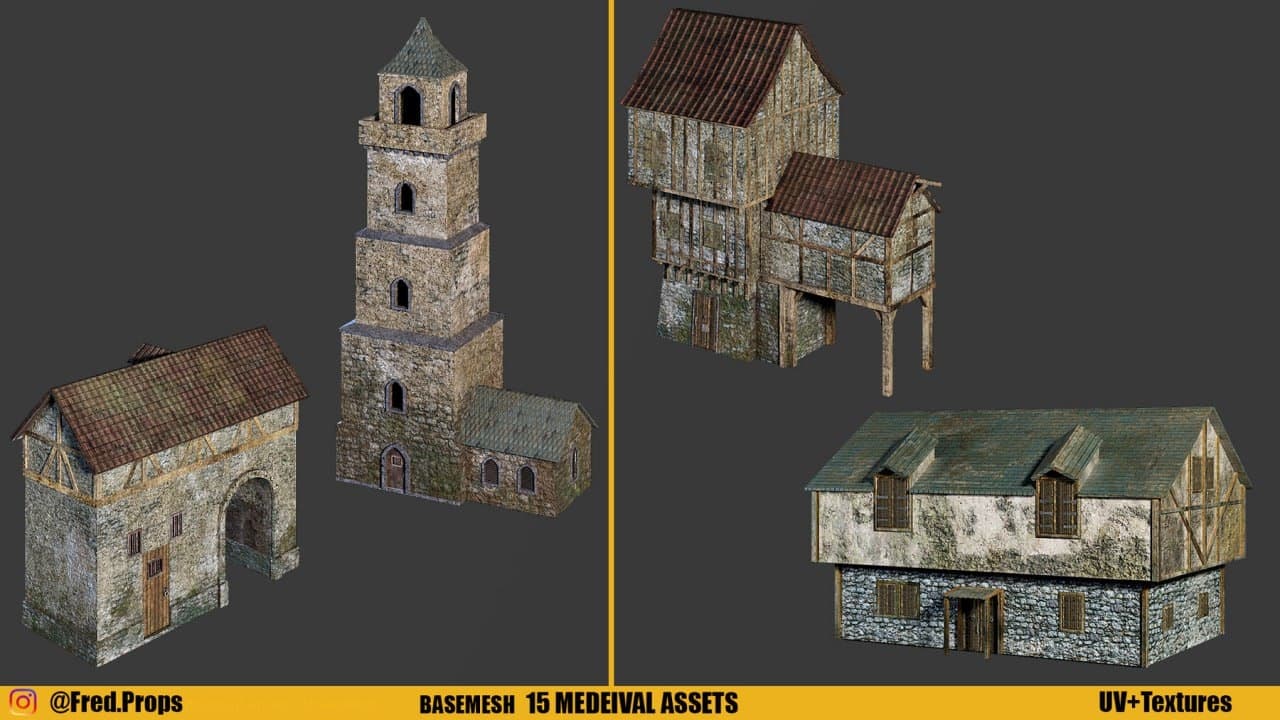 BaseMesh: MEDIEVAL Assets+Texture Vol 2 – Blender Download | Madbax
