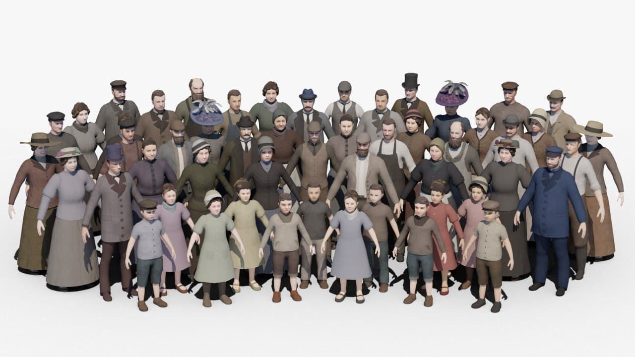 19th Century Low Poly Crowd – Blender Download | Madbax
