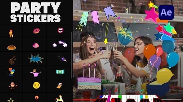 Animated Party Stickers | After Effects – After Effects Download | Madbax