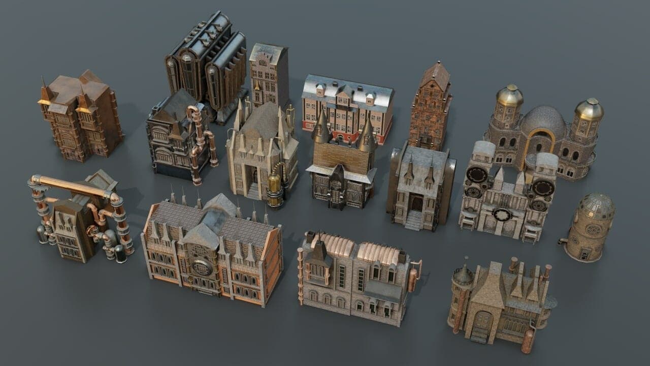 Steampunk Kitbash + Textures For Concept And Game – Blender Download | Madbax