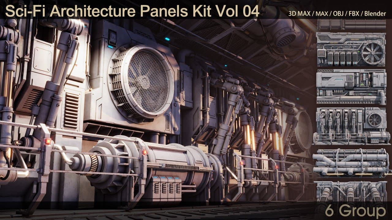 Sci-Fi Architecture Panels Kit Vol 04 – Blender Download | Madbax