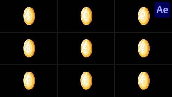 Animated Currency Coin Symbols for After Effects – After Effects Download | Madbax